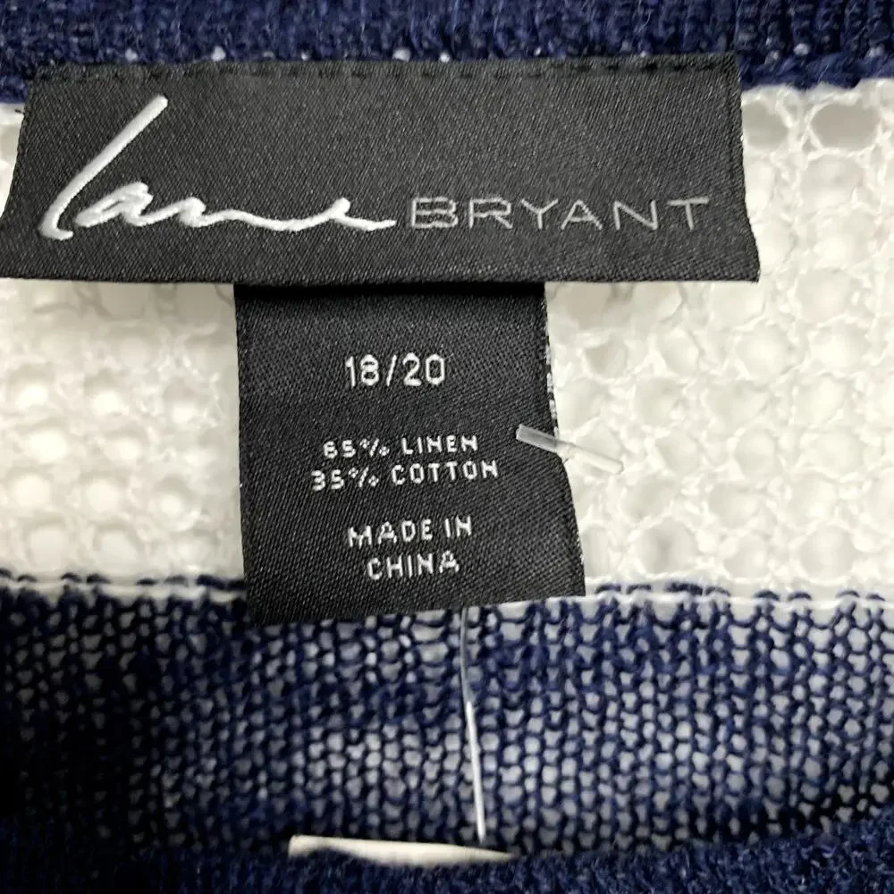 NWT Lane Bryant Womens 18/20 Blue White Striped 1/2 Slv Sweater Nautical Yacht